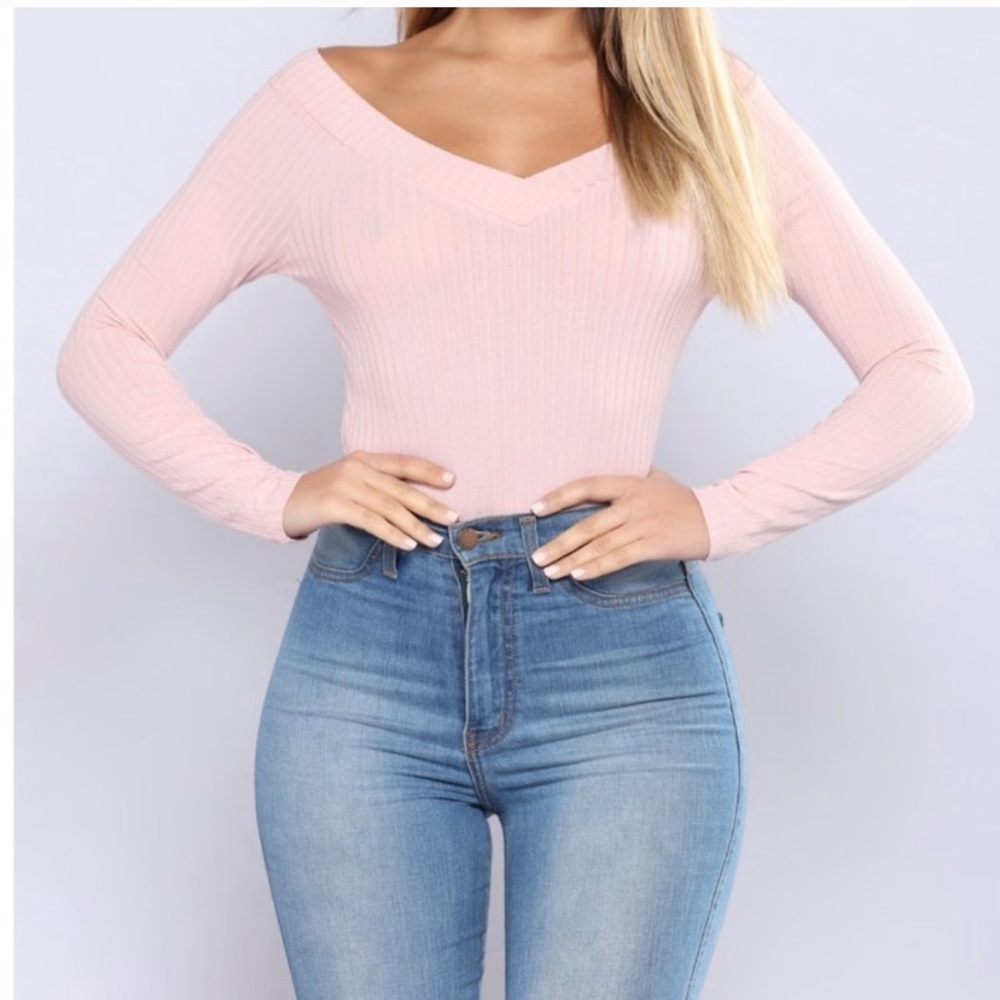 NWOT baby pink off the shoulder top
